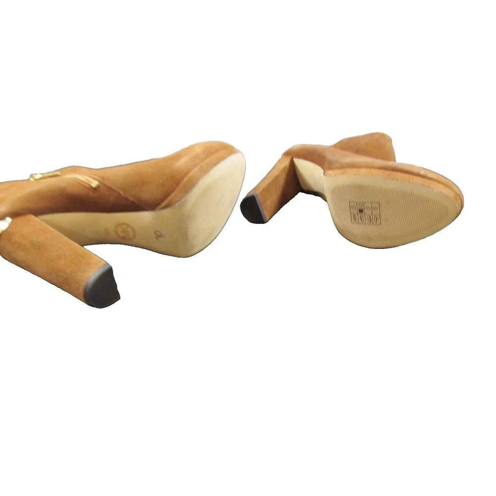 Michael Kors Haven Suede Boots Camel Tan Women’s Size 8 Platform Block Heel